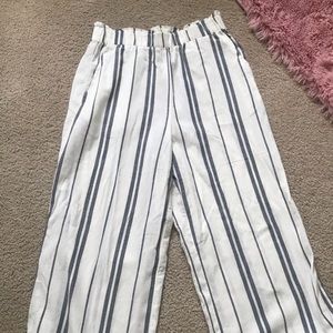 Linen striped cropped pants